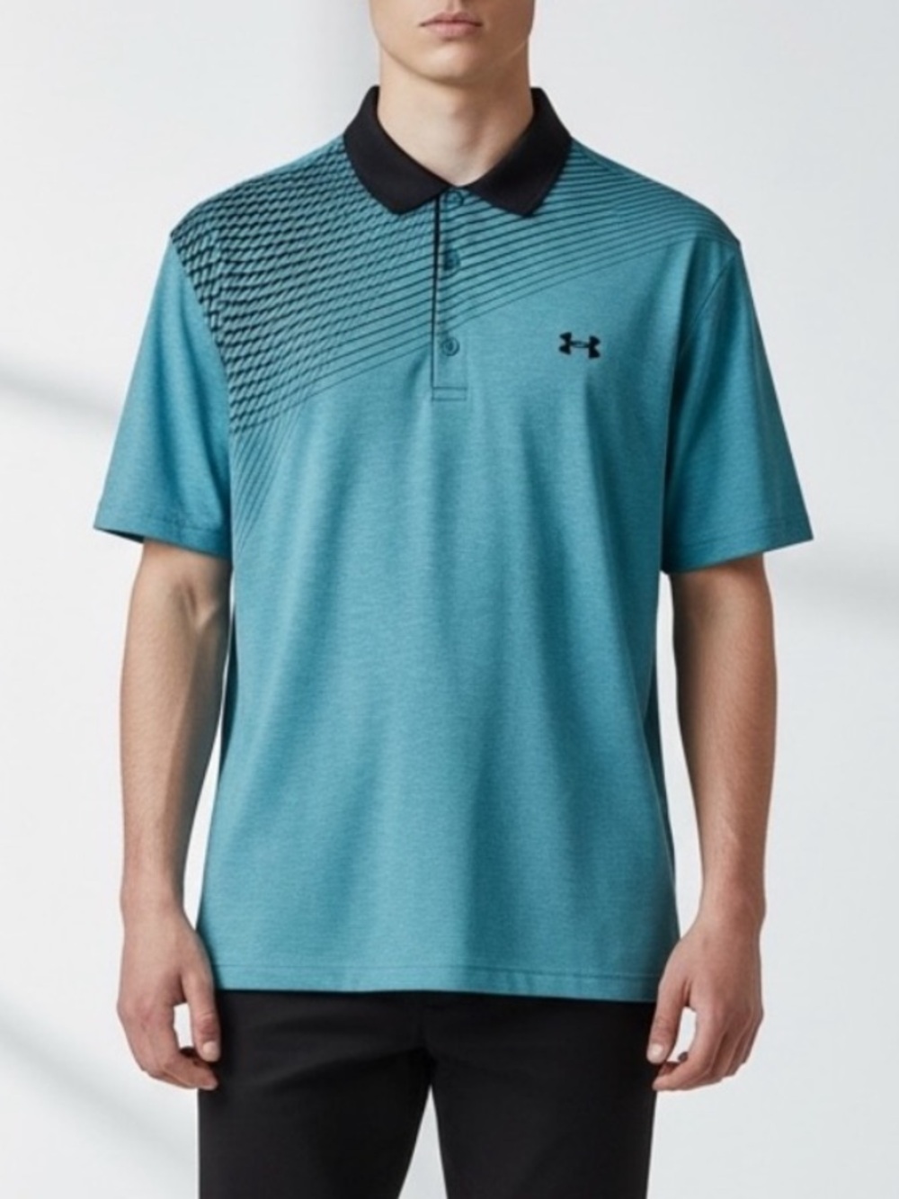 Under Armour Teal Polo with Black Contrast Collar•XL
